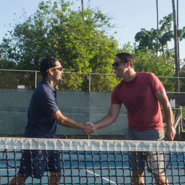 Mixed doubles tennis lesson in summer in Los Angeles, CA