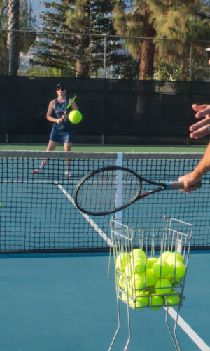Mixed doubles tennis lesson in summer in Los Angeles